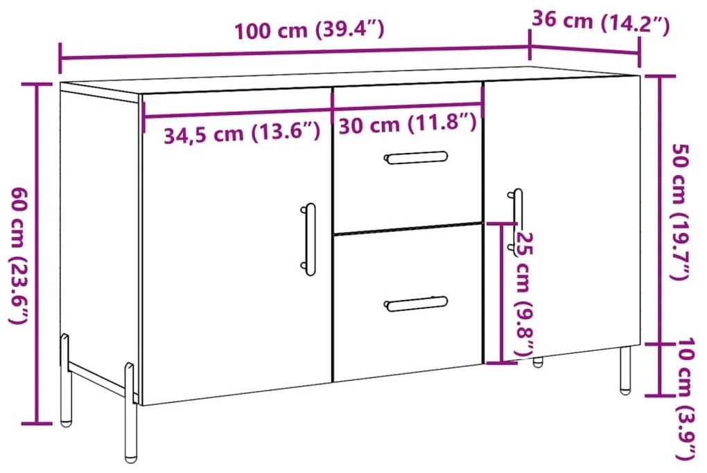 Ντουλάπι Παλαιό Ξύλο 100x36x60 εκ. από Επεξεργασμένο Ξύλο - Καφέ