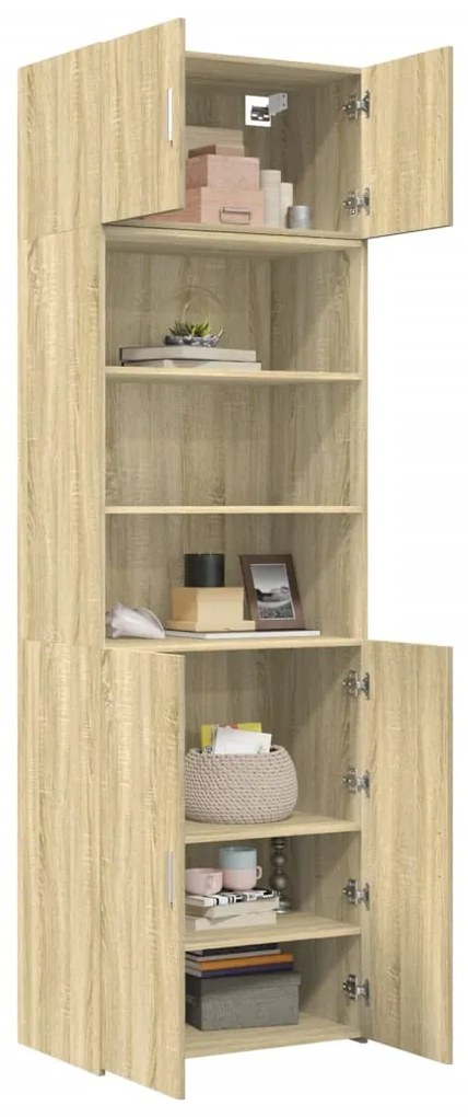 Ραφιέρα με Ντουλάπια Sonoma Δρυς 70x42,5x225 εκ. Επεξ. Ξύλο - Καφέ