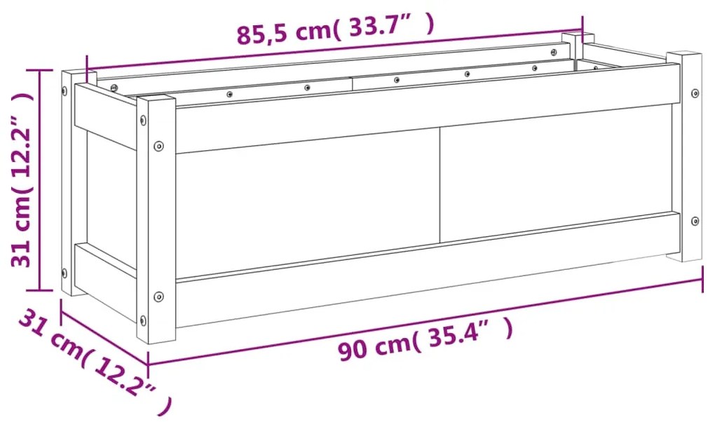 ΖΑΡΝΤΙΝΙΕΡΑ ΚΗΠΟΥ 90 X 31 X 31 ΕΚ. ΑΠΟ ΜΑΣΙΦ ΞΥΛΟ ΠΕΥΚΟΥ 837449