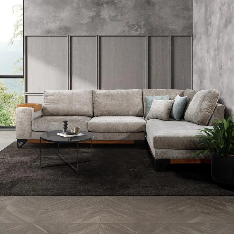 Γωνιακός Καναπές Angelo Fylliana Δεξιά Γωνία Μπέζ 300x230x95 εκ. 300x230x95 εκ.