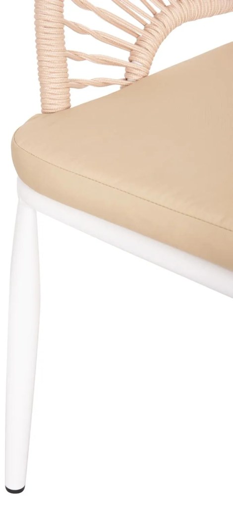 Καρέκλα - Πολυθρόνα MAGNET C6287.02 Λευκή Αλουμινίου με Μπέζ P.E. Σχοινί 59x61x81.5Υεκ. 4αδα 59x61x81.5 εκ.