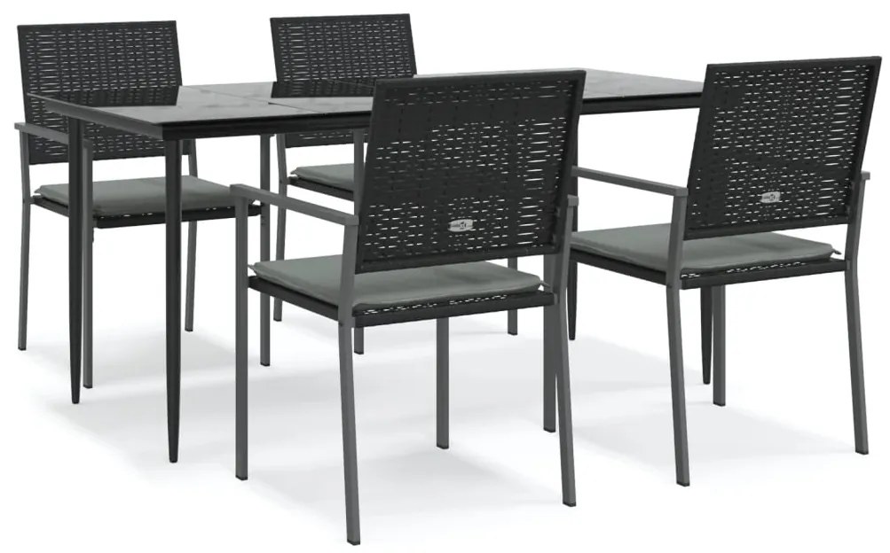 vidaXL Σετ Τραπεζαρίας Κήπου 5 τεμ. Συνθ. Ρατάν / Ατσάλι με Μαξιλάρια