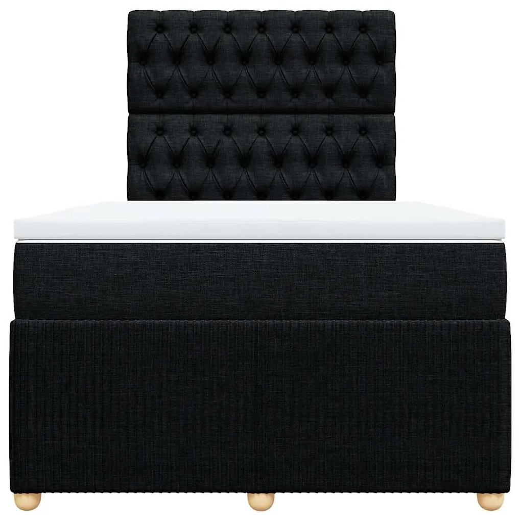 vidaXL Κρεβάτι Boxspring με Στρώμα Μαύρο 120x200 εκ. Υφασμάτινο