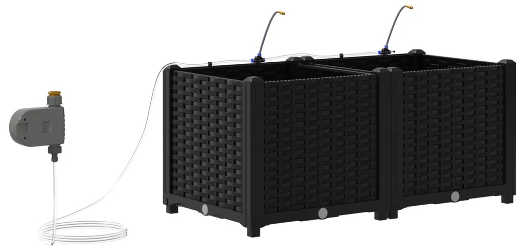 vidaXL Γλάστρες Κήπου 1 τεμ Μαύρο 80 x 40 x 37.5 cm Πλαστικό
