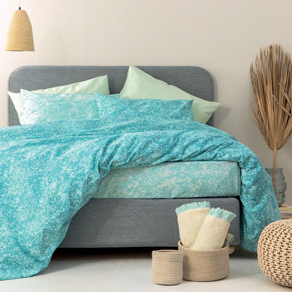 Σεντόνια Υπέρδιπλα (Σετ) Palamaiki Fashion FL6267 Βεραμάν,Τυρκουάζ ΜΕ ΛΑΣΤΙΧΟ 170x200+30