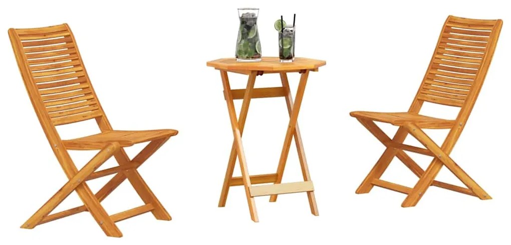 vidaXL Φορητό Σετ Μπιζερί 3 pcs Καφέ Στερεό Ξύλο Ακακίας