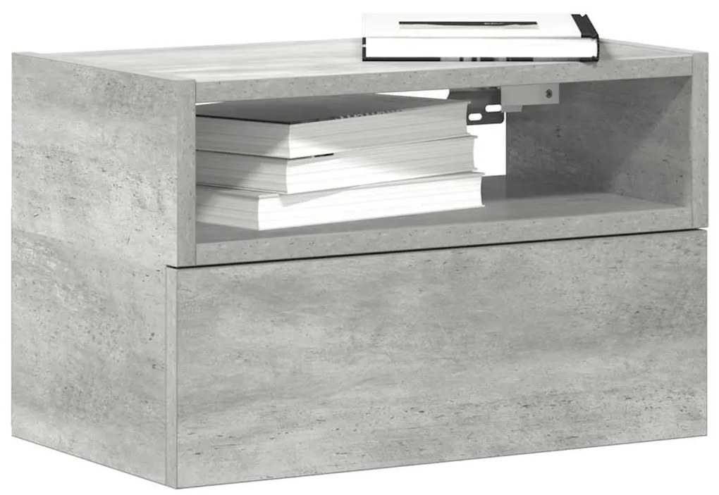 vidaXL Κομοδίνο Επιτοίχιο Γκρι Σκυροδέματος 45x26x28,5 εκ.