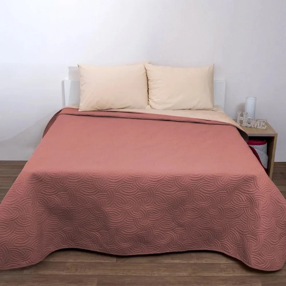 Κουβερλί Σόνικ Choco-Beige Viopros Υπέρδιπλo 220x240cm Microfiber-Polyester