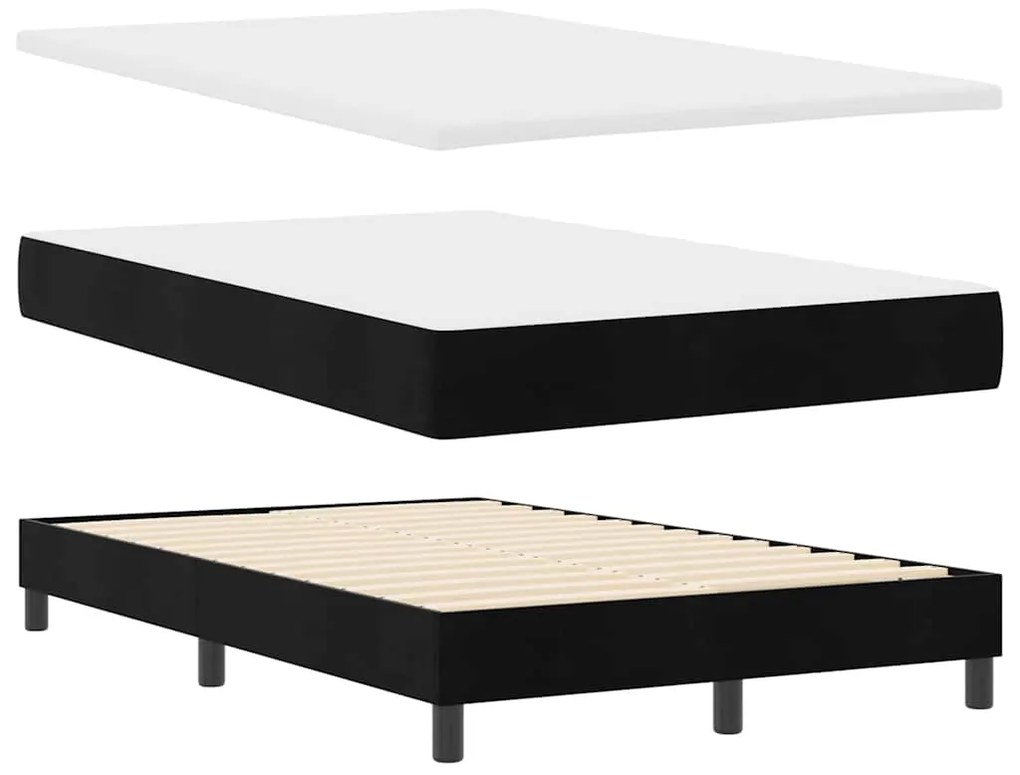 vidaXL Κρεβάτι με ελατήρια με στρώμα Μαύρο 120 x 190 cm Βελούδο