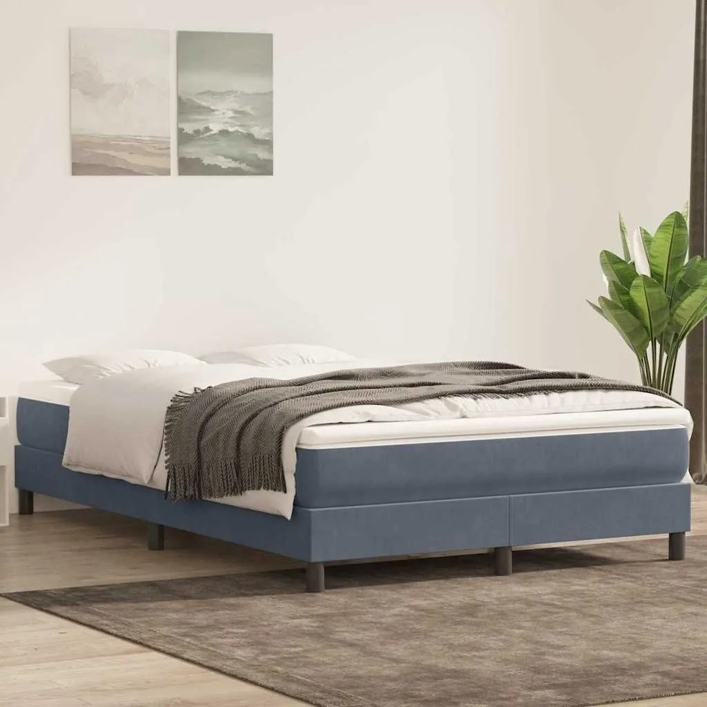 Box Spring Κρεβάτι με στρώμα Σκούρο γκρι 140x220 cm Βελούδινο - Γκρι