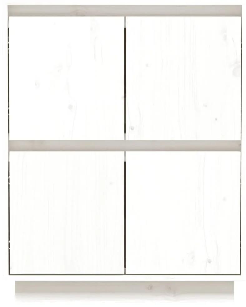Συρταριέρα Λευκή 60 x 34 x 75 εκ. από Μασίφ Ξύλο Πεύκου - Λευκό