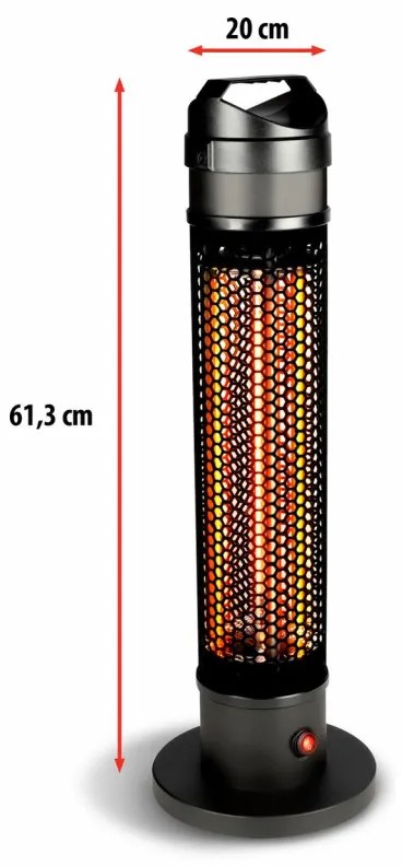 Θερμαντήρας άνθρακα Alpina TBH800, 800W, Υπέρυθρες, Μέχρι 3 m2, Προστασία από ανατροπή, IP44, Μαύρο