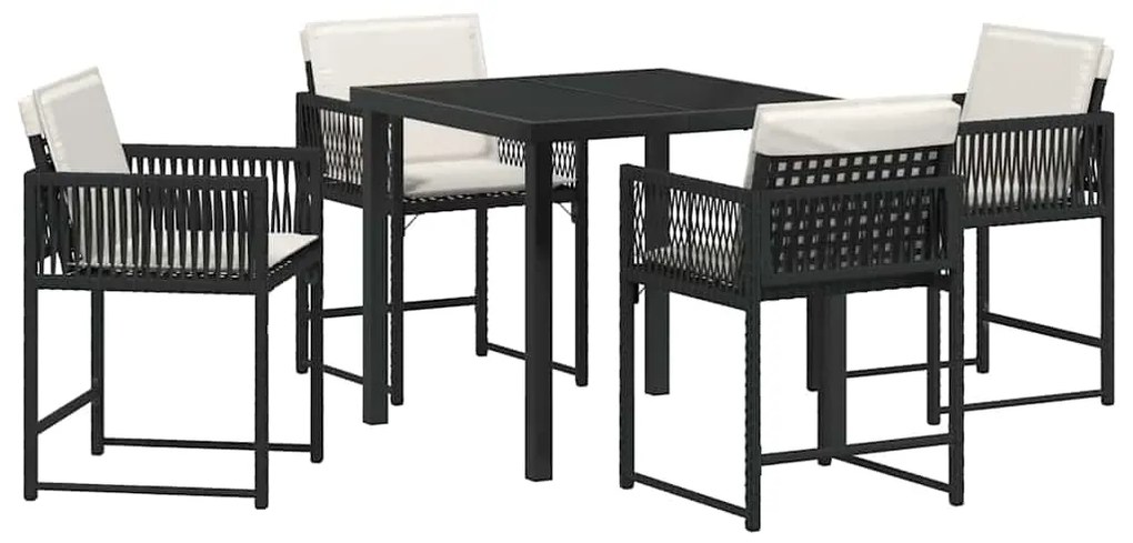 vidaXL Σέτ φαγητού για κήπο 5 pcs Μαύρο συνθετικό ρατάν