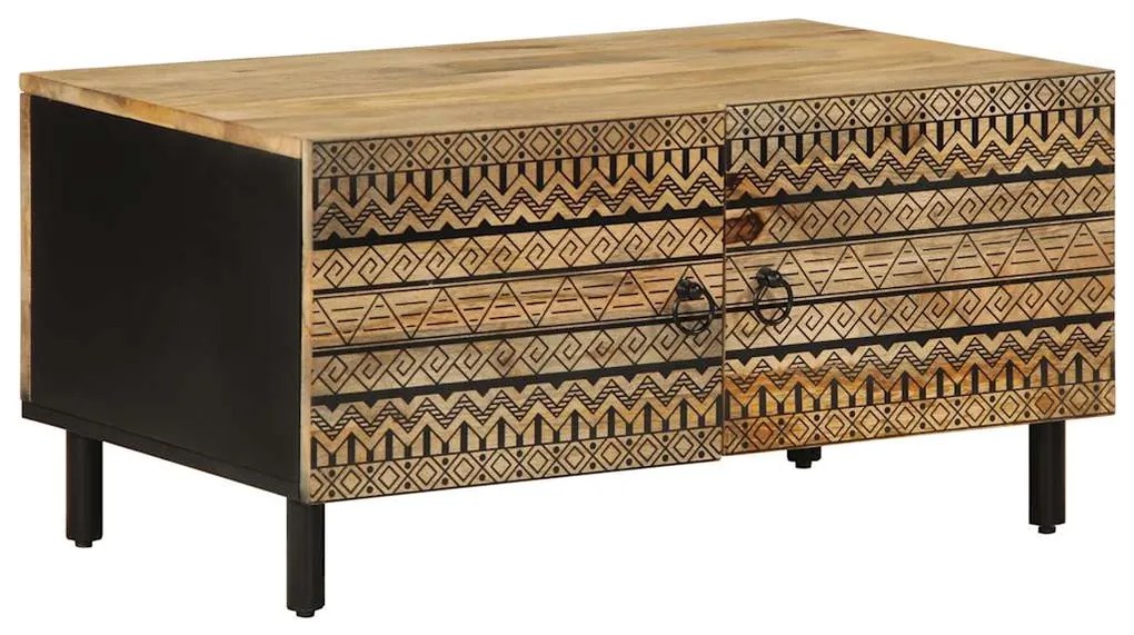 vidaXL Τραπεζάκι Σαλονιού Μαύρο 80x50x40 cm Μασίφ τραχύ ξύλο Μάνγκο