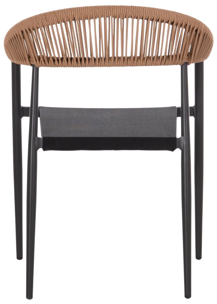 Καρέκλα Πολυθρόνα BERG C6284.02 Αλουμίνιο Μαύρο - Textilene Γκρί - P.E. Rattan Μπέζ 55x56x79Υ εκ. 55x56x79 εκ.