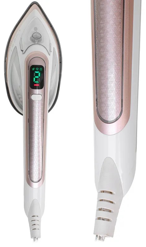 Σίδερο ατμού 2in1 Adler AD 5044, 1800W, 180ml, 25g/min, Κεραμική πλάκα, οθόνη LED, Κάθετο και οριζόντιο σιδέρωμα, Λευκό/Χρυσό