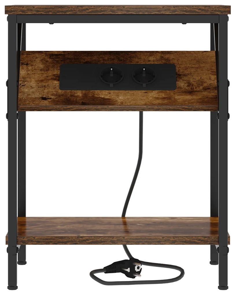 vidaXL Κομοδίνο Καπνιστή δρυς 38 x 30 x 48 εκ. Επεξεργασμένο ξύλο