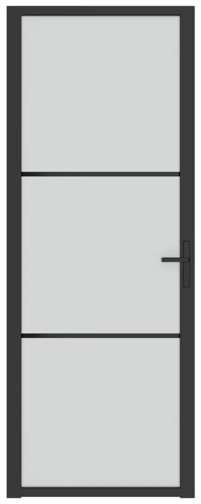 Εσωτερική Πόρτα 76x201,5 εκ. Μαύρο Ματ Γυαλί και Αλουμίνιο - Μαύρο
