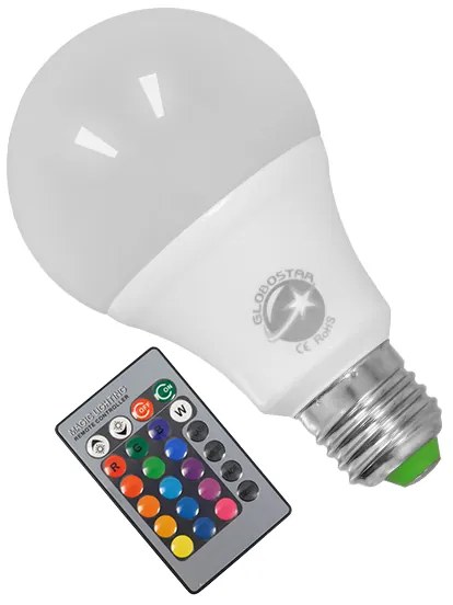 Λάμπα LED E27 A70 Γλόμπος 8W 230V 520lm 260° με Ασύρματο Χειριστήριο RGB GloboStar 88964