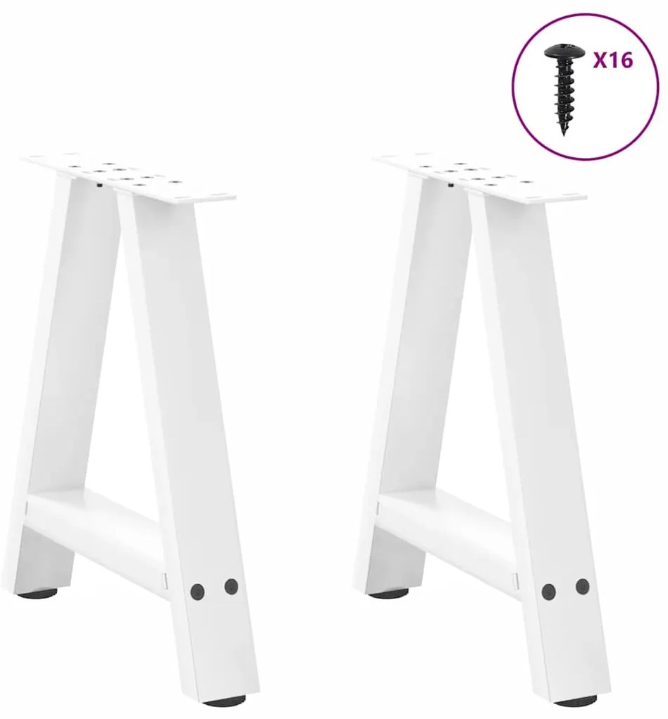 vidaXL Πόδια Τραπεζιού Σαλονιού σε Σχήμα Α, 2 τεμ. Λευκά 38x(42-43) εκ. Ατσάλι