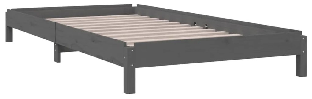 vidaXL Κρεβάτι Στοιβαζόμενο Γκρι 75x190 εκ. από Μασίφ Ξύλο Πεύκου