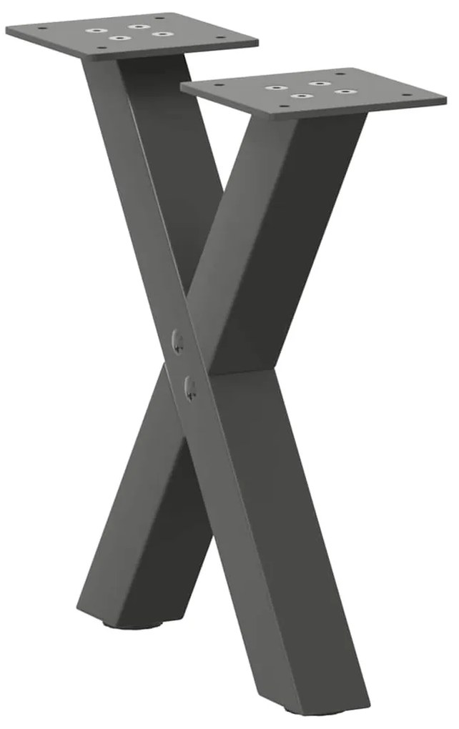 Πόδια Τραπεζιού Σαλονιού σε Σχήμα Χ, 2 τεμ. Ανθρακί 37x(30-31) εκ. Ατσάλι