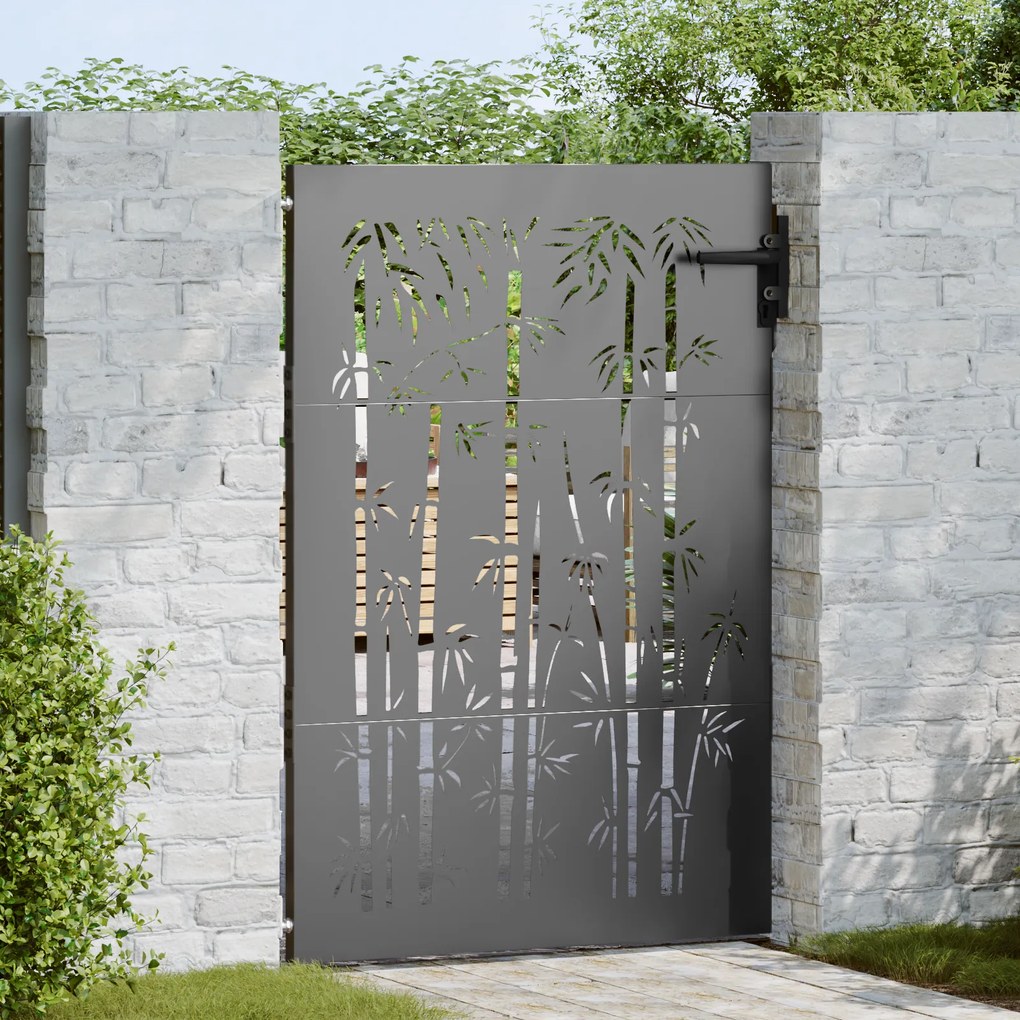vidaXL Πύλη Κήπου Μαύρο 105 x 125 cm Ατσάλι με Επικάλυψη Πούδρας
