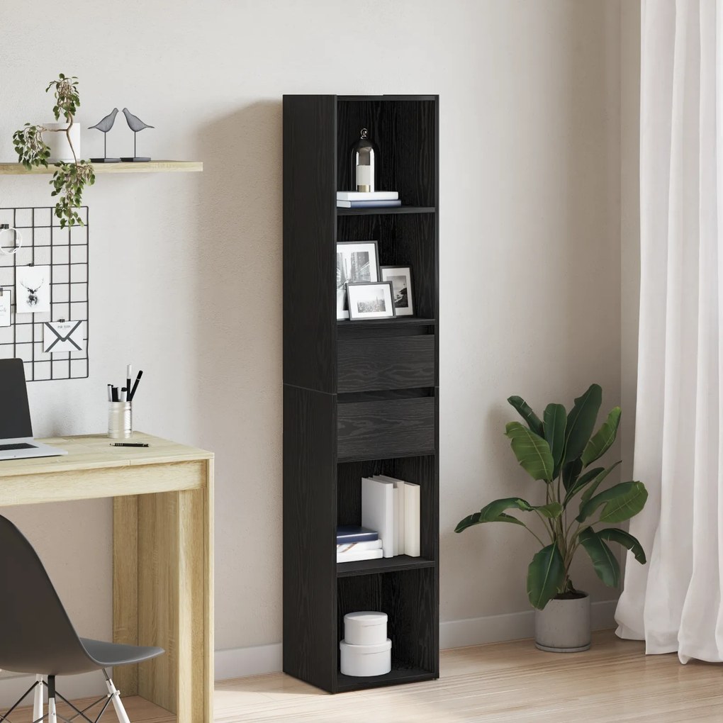 vidaXL Βιβλιοθήκη Μονάδα Μαύρο Δρυς 36x30x171 εκ Επεξεργασμένο ξύλο