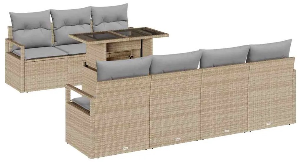 vidaXL Σετ Καναπέ Κήπου 8 pcs μπεζ και ανοιχτό γκρι 100 x 55 x 73 εκ