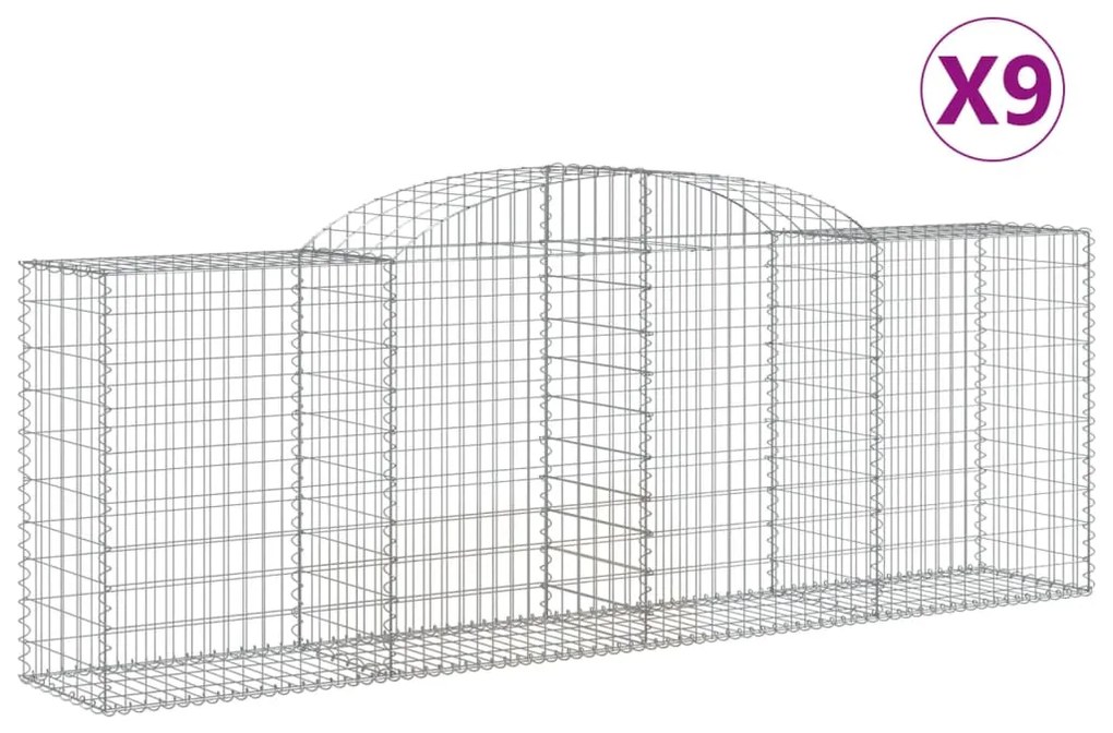 vidaXL Συρματοκιβώτια Τοξωτά 9 τεμ. 300x50x100/120 εκ. Γαλβαν. Ατσάλι