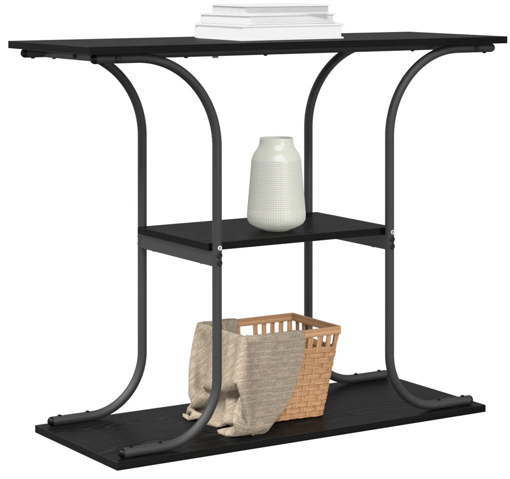 vidaXL Τραπέζι κονσόλας με ράφι Μαύρη δρυς 101 x 35 x 80.5 εκ