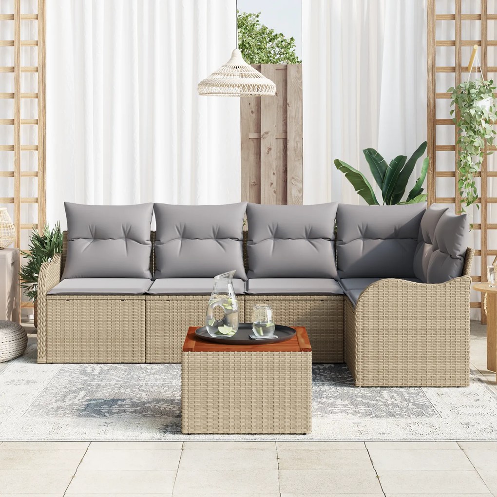 vidaXL Σετ Καναπέ Κήπου 6 pcs Beige, ανοιχτό γκρι Μεγάλο