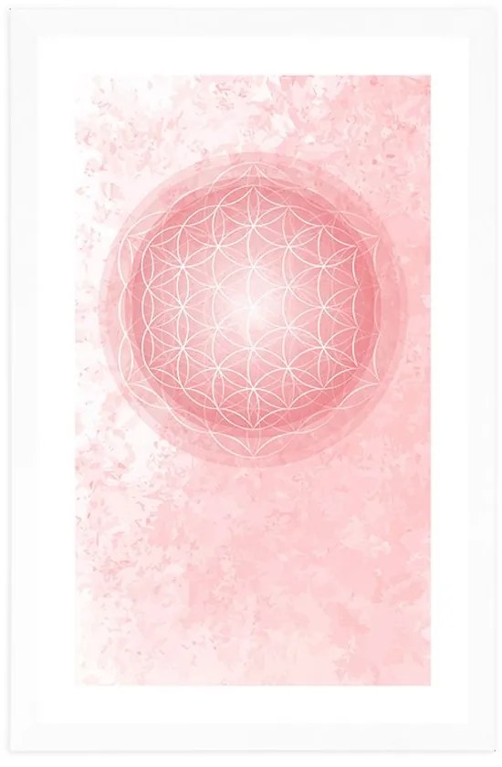 Αφίσα με παρπαστού Mandala σε απαλές αποχρώσεις - 20x30 white