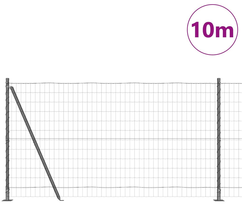 vidaXL Euro Fence με 7 φλαντζωτές κολώνες 1.2x10 μ Γαλβανισμένο ατσάλι