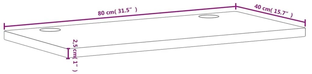 Επιφάνεια Γραφείου 80 x 40 x 2,5 εκ. Μασίφ Ξύλο Οξιάς - Καφέ