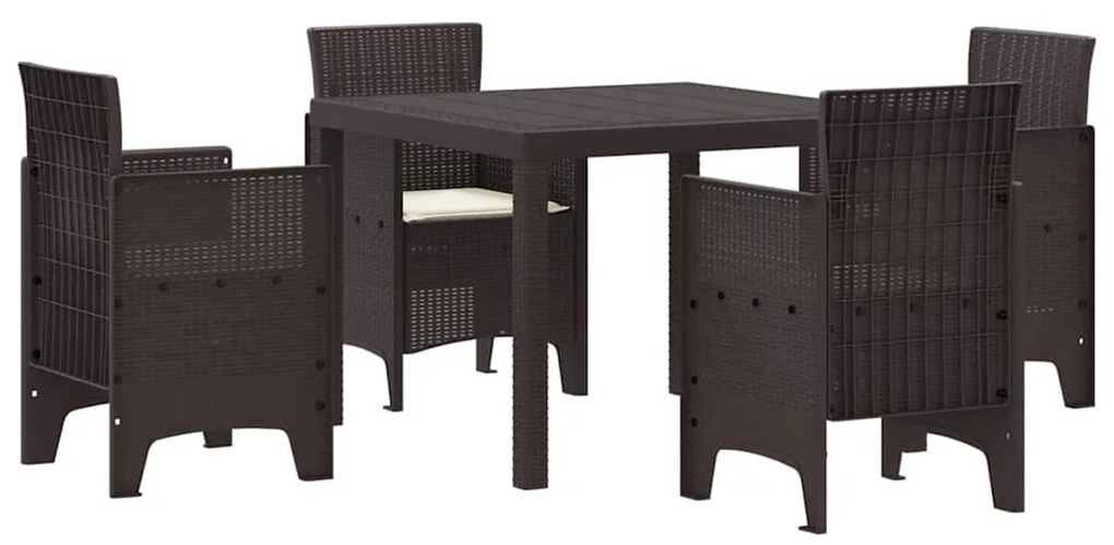 vidaXL Σέτ φαγητού για κήπο 5 pcs Καφέ Rattan Polt