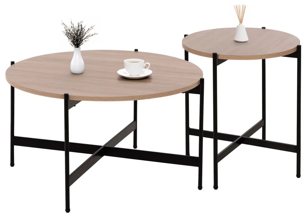 ΣΕΤ 2ΤΜΧ ΤΡΑΠΕΖΙΑ ΣΑΛΟΝΙΟΥ RONDA HM21089.02 MDF ΣΟΝΑΜΑ Φ80εκ & Φ50εκ