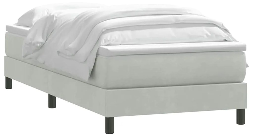 vidaXL Κρεβάτι Boxspring με Στρώμα Ανοιχτό Γκρι 100x210 εκ. Βελούδινο