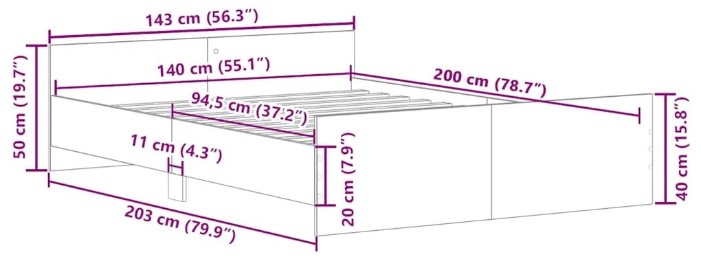 ΠΛΑΙΣΙΟ ΚΡΕΒΑΤΙΟΥ ΧΩΡΙΣ ΣΤΡΩΜΑ ΚΑΦΕ ΔΡΥΣ 140X200 CM 3328741