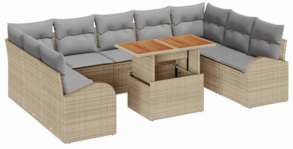 vidaXL Σετ Καναπέ Κήπου 10 pcs μπεζ και ανοιχτό γκρι 100 x 55 x 73 εκ