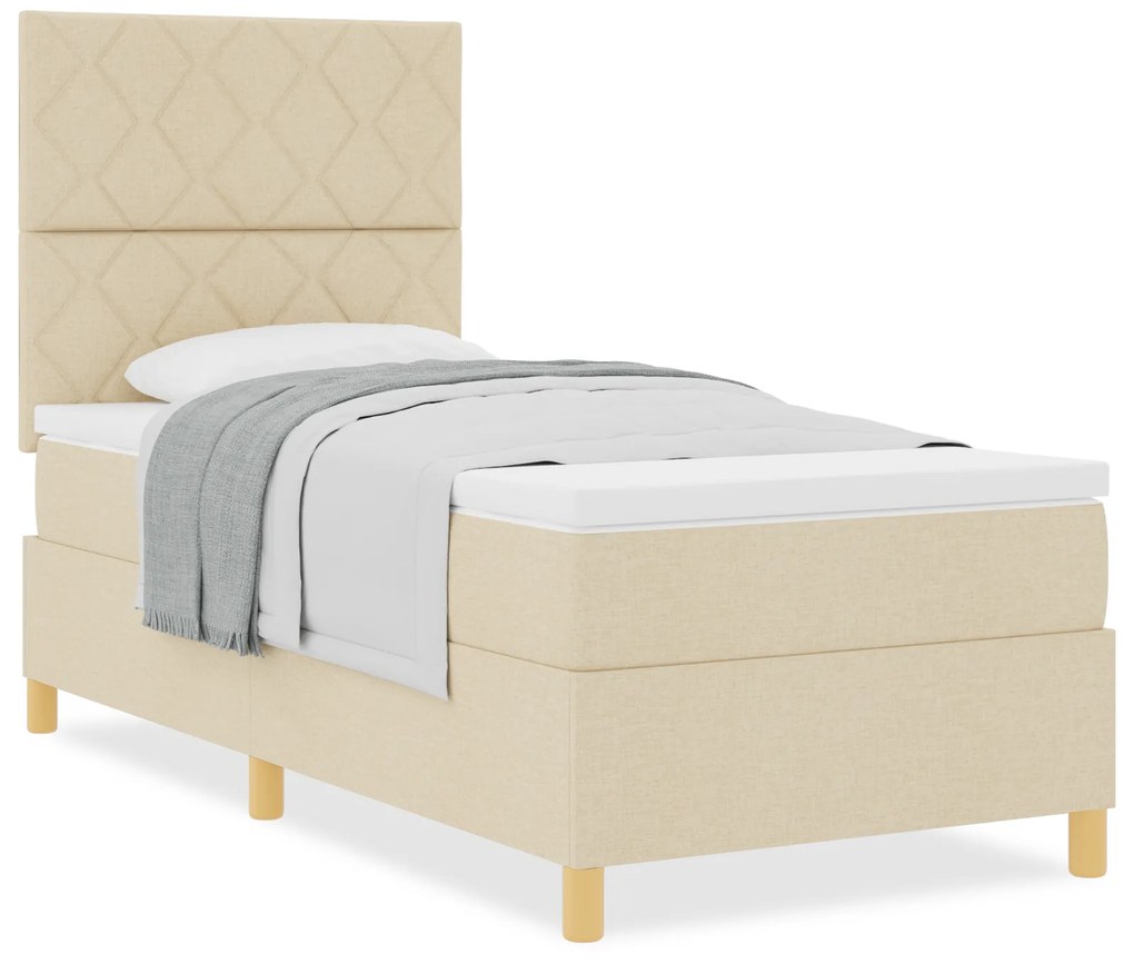 vidaXL Κρεβάτι Σπαστής Βάσης με Στρώμα Κρεμ 90x200 cm Ύφασμα