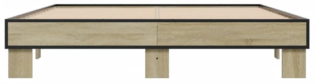 vidaXL Πλαίσιο Κρεβατιού Sonoma Δρυς 150x200 εκ. Επεξ. Ξύλο &amp; Μέταλλο