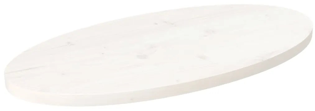 vidaXL Επιφάνεια Τραπεζιού Οβάλ Λευκή 70x35x2,5 εκ. Μασίφ Ξύλο Πεύκου