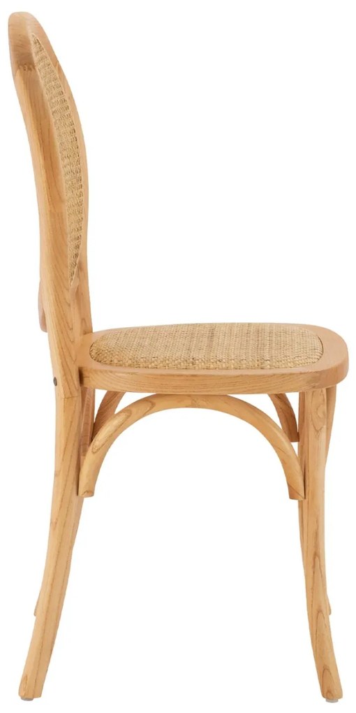 Καρέκλα TINSLEY Ξύλινη με Οβάλ πλάτη και Rattan Φυσικό 45x50x97εκ. 45x50x97 εκ.