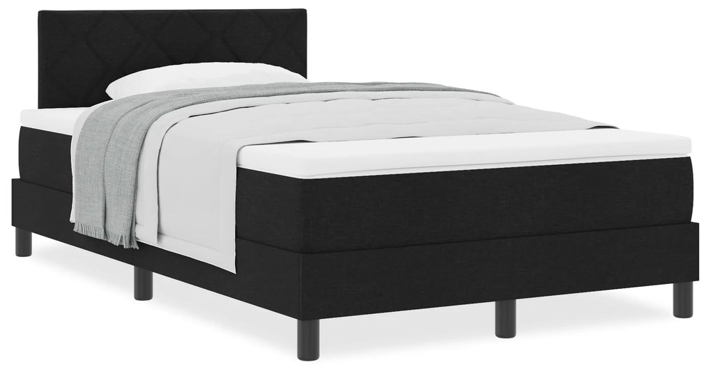 vidaXL Κρεβάτι με Ρομφαία και Στρώμα Μαύρο 120x190 cm Ύφασμα