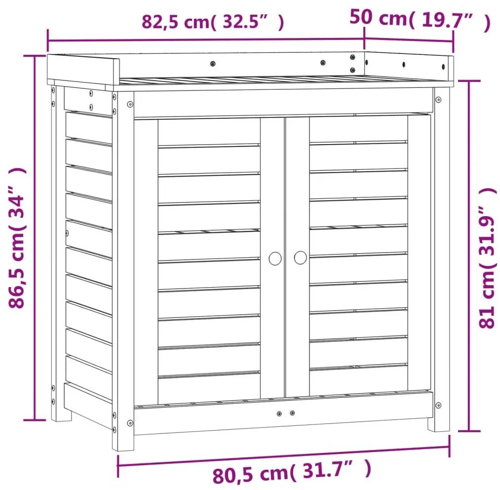 Τραπέζι Κηπουρικής με Ράφια Καφέ 82,5x50x86,5 εκ. Μασίφ Πεύκο - Καφέ