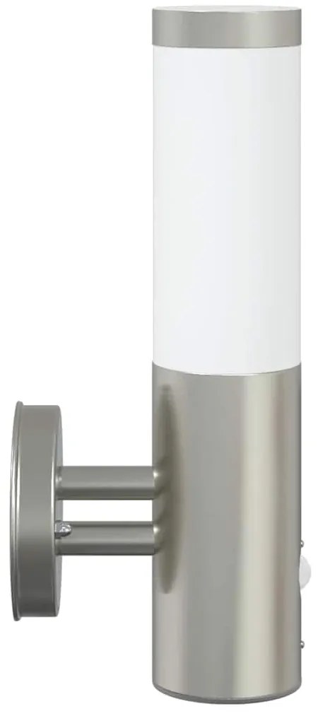 vidaXL Φωτιστικό Τοίχου Για Εξωτερικούς Χώρους Ασημί 15 x 7,5 x 33 εκ