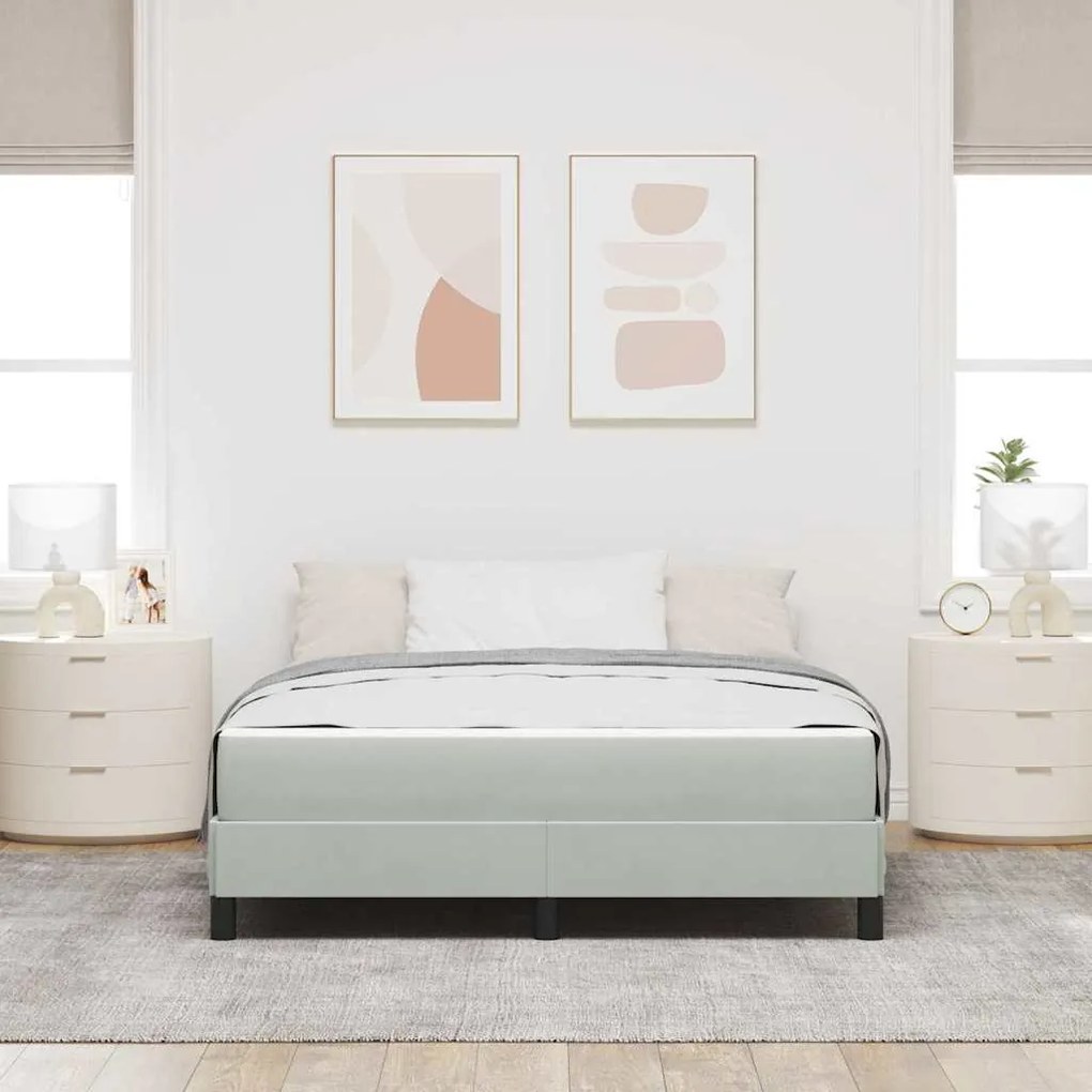 vidaXL Κρεβάτι box spring με στρώμα Ανοιχτό γκρι 160 x 200 cm Βελούδο
