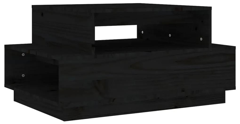 Τραπεζάκι Σαλονιού Μαύρο 80x55x40,5 εκ. από Μασίφ Ξύλο Πεύκου - Μαύρο
