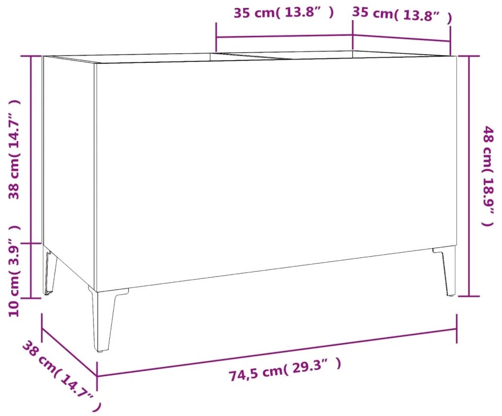 Δισκοθήκη Γκρι Σκυροδέματος 74,5x38x48 εκ. Επεξεργασμένο Ξύλο - Γκρι